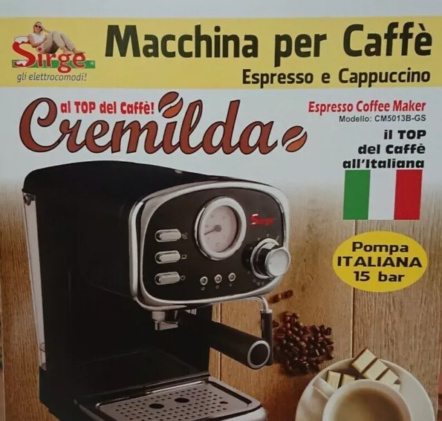 Macchina per caffè espresso e Cappuccino Retrò con 3 FILTRI polvere e  cialda ESE 8024604007809