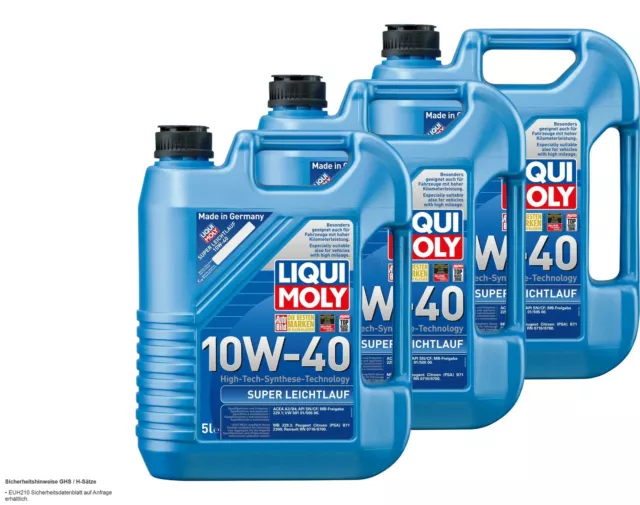 LIQUI MOLY aceite motor 10W-40 Super Marcha Suave 15 Litro MB 229.1 229.3 VW 505