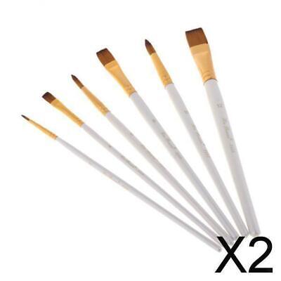 2X Set di pennelli in nylon per artista 6 set per pittura ad olio acrilico