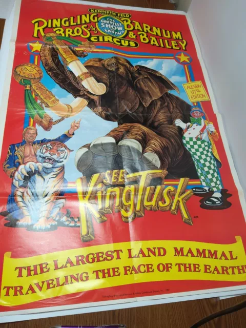 VINTAGE 1987 RINGLING BROS. & BARNUM & BAILEY CIRCUS POSTER 23"X 35"(pre-owned)