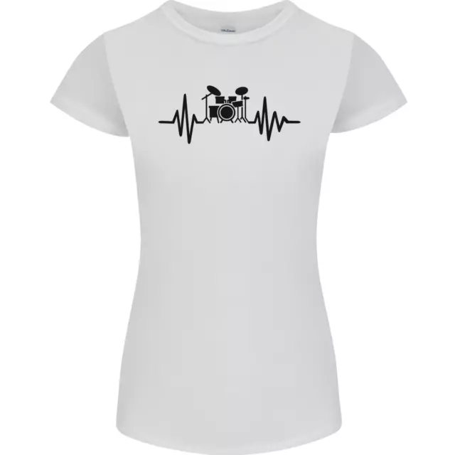 Tamburo Kit Pulse ECG Batterista Batteria Donna Petite Cut T-shirt