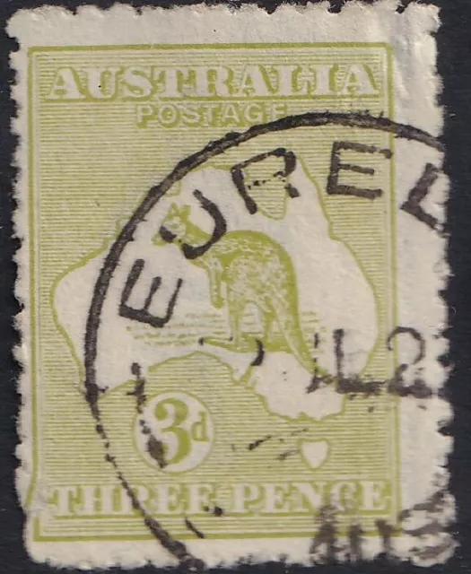 Australia 3d Olive Kangaroo 3rd wmk *EURELIA SA* **POST OFFICE CLOSED**