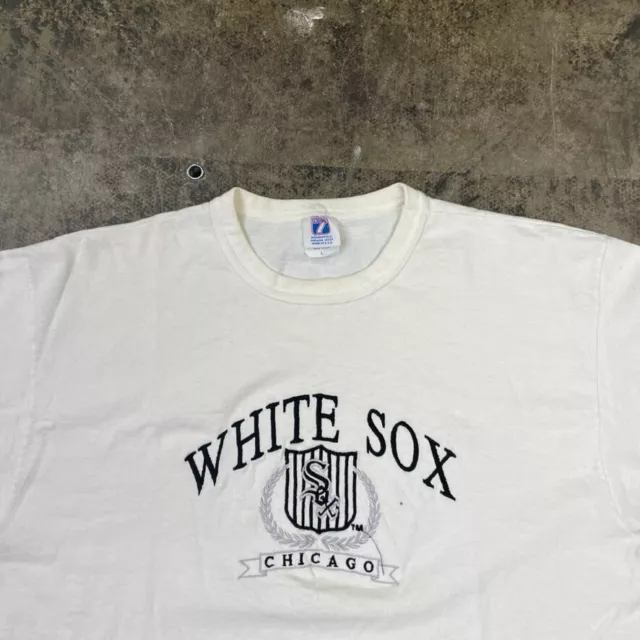 Chicago White Sox T-Shirt MLB Vintage 90s Single Stitch Tee, White, Mens Large 2