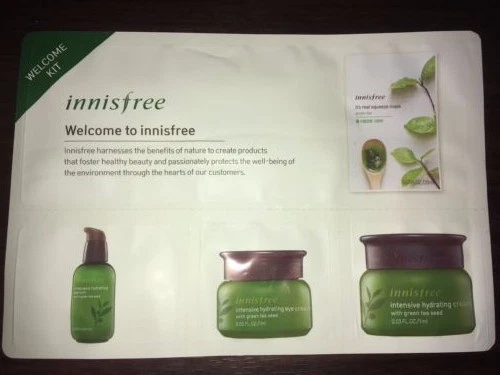 Innisfree 3 piece Sample Green Tea Face/ Eye Cream & Serum & Mask .03 Fl. Oz