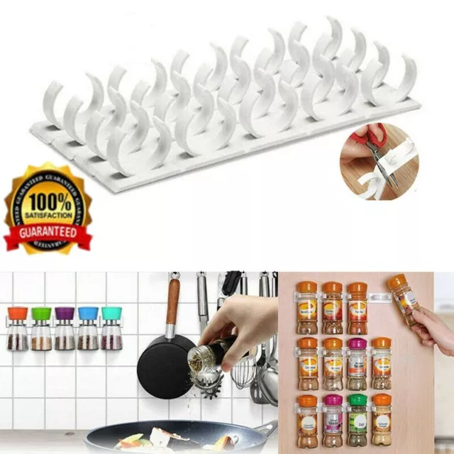 Kitchen Spice Gripper Strip Jar Rack Storage Holder Wall Cabinet Door UK LL