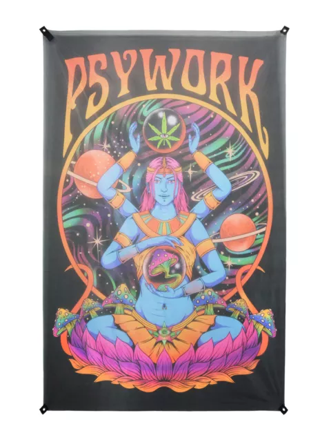 PSYWORK Schwarzlicht Mesh Banner Neon Psywork Godness 1,50x2,25m Druck Bild