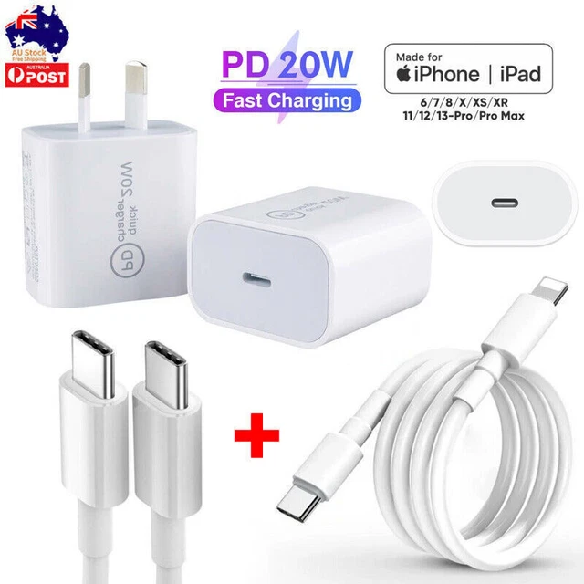 20W USB-C Type C Fast Wall Charger 2M Cable Adapter For iPhone 14 13 12 11 Pro +