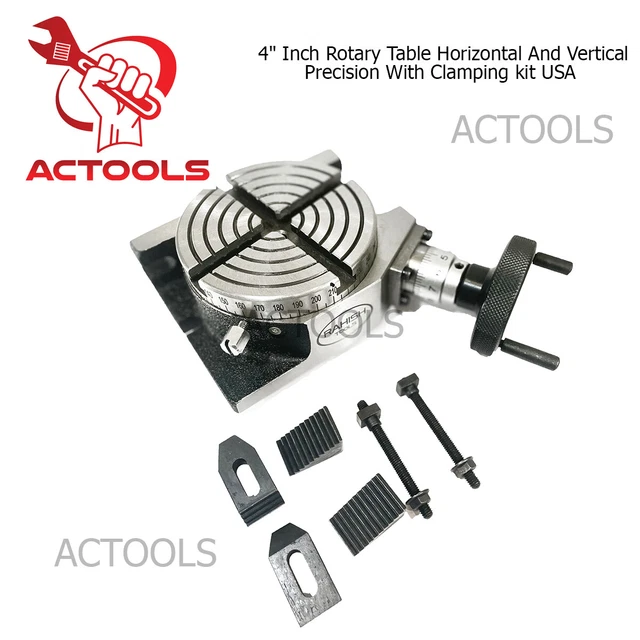 New Rotary Table 4" Inch  Horizontal And Vertical Precision With Clamping kit US