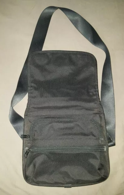TUMI 22105DH Ballistic Nylon/Leather Flap Crossbody Messenger Tablet Bag, Gray