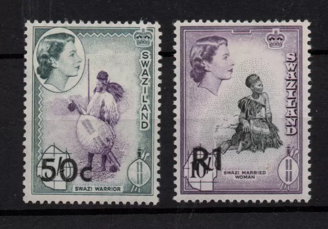 Swaziland QEII 1961 50c & 1R SG75-76 mint LHM WS36643