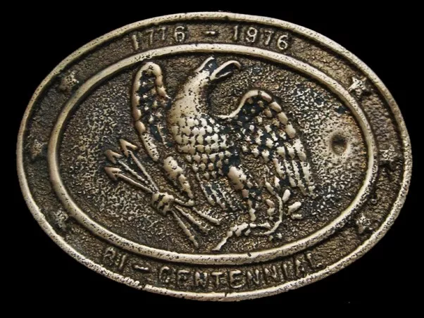 Ma13153 Vintage 1976 **Bi-Centennial 1776-1976** Eagle Solid Brass Belt Buckle