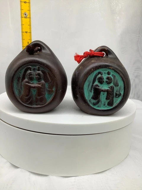 Japanese Clay Bell Ceramic Dorei Asian Antiques old Dosojin God 5.3x2.1x3.1inch