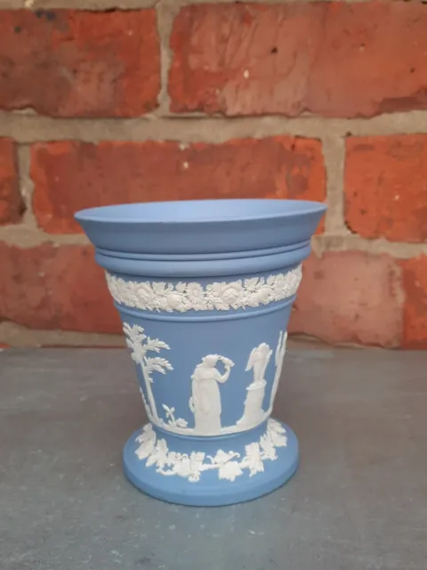 Vintage Wedgwood Blue Jasper ware Large Trumpet Flower Vase