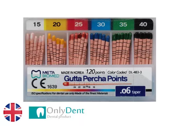 Meta Biomed - Gutta Percha Points .06 taper endodontic (pkt of 120 points)