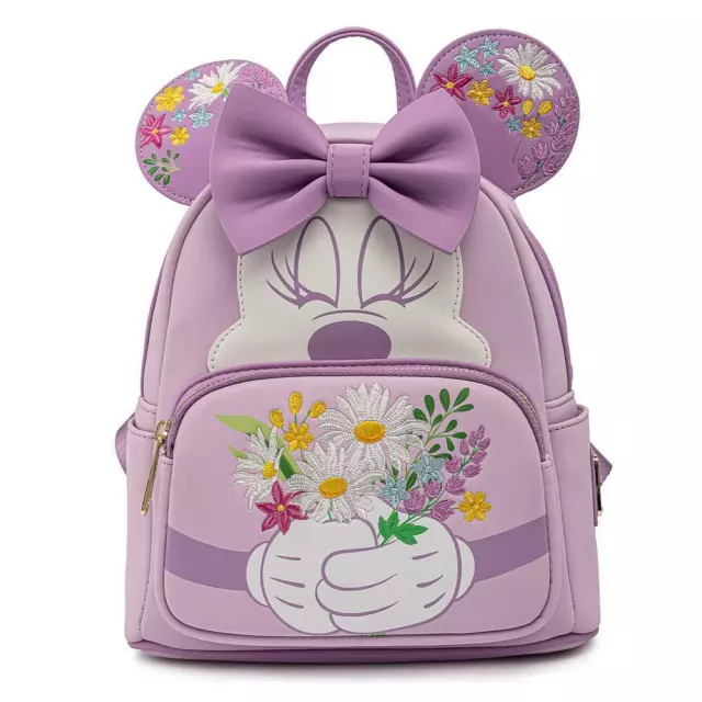 Minnie Mouse Backpack Minnie Holding Flowers Lavender Disney & Loungefly SEALED