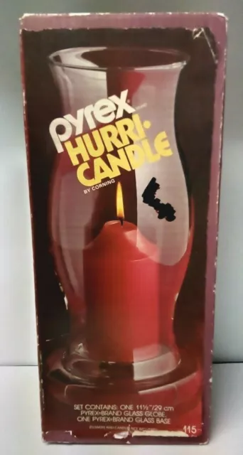 Vintage 11 1/2" Pyrex Corning Hurri-candle Glass Hurricane Candle Lamp