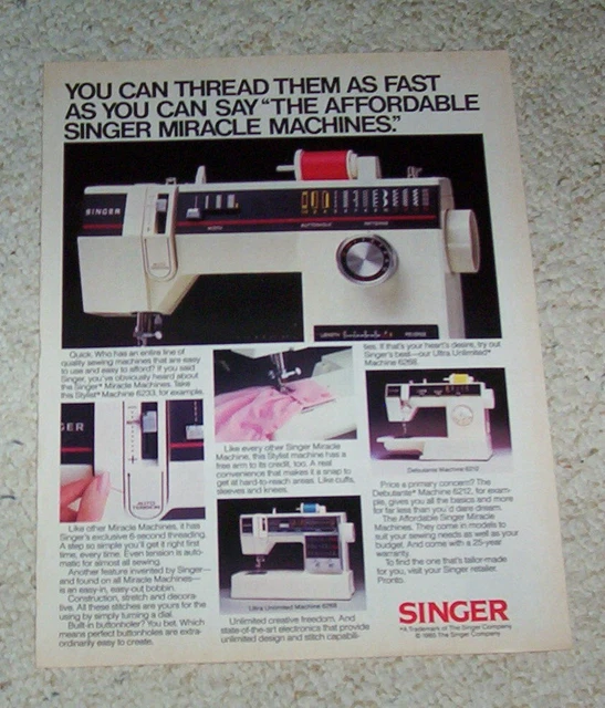 1985 AD PAGE Singer Sewing Machines vintage advert Print 1 PAGE