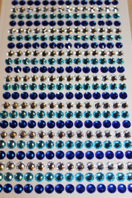 1029pc 3mm Blue Turquoise Diamond Rhinestone Gemstone Scrapbooking Stickers 828