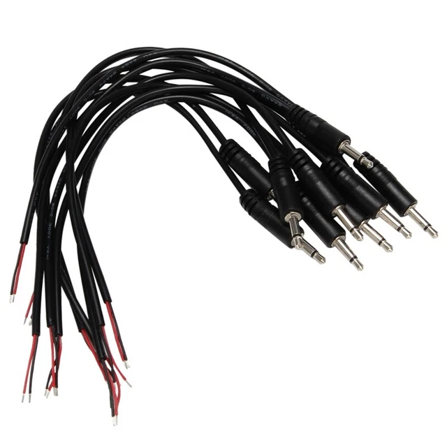 10Pcs Replacement Male Plug to Bare Wire Open End  2 Pole Mono 1/8inch 3.5mm PV7