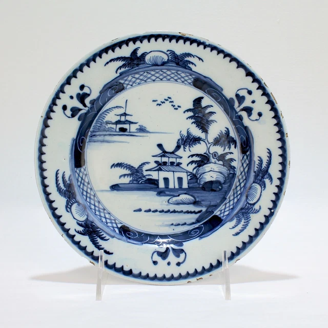 Antique Lambeth 18th Century English Delft Pottery Plate w Chinese Decoration pt