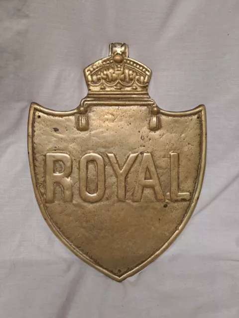 Large 12" Antique Brass Fire Insurance Wall Plaque Heavy 2.6kg Royal Assurance