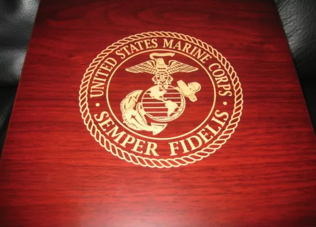 USMC Logo Laser Engraved Desktop Cigar Humidor