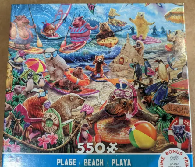 Ceaco 550 Piece Jigsaw Puzzle Beach Mania with poster