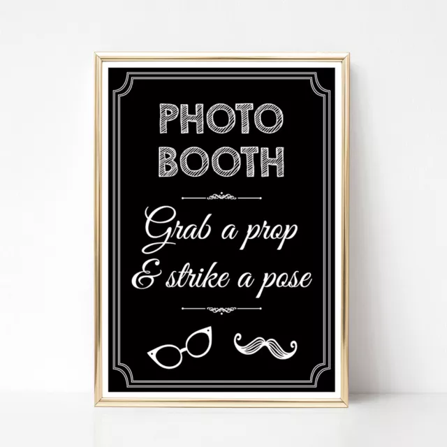 Photo Booth Wedding Party Sign A4 Chalkboard Style