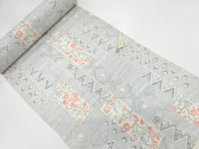 6573471: Japanese Kimono / Antique Bolt For Kimono / Tsumugi / Woven Flower