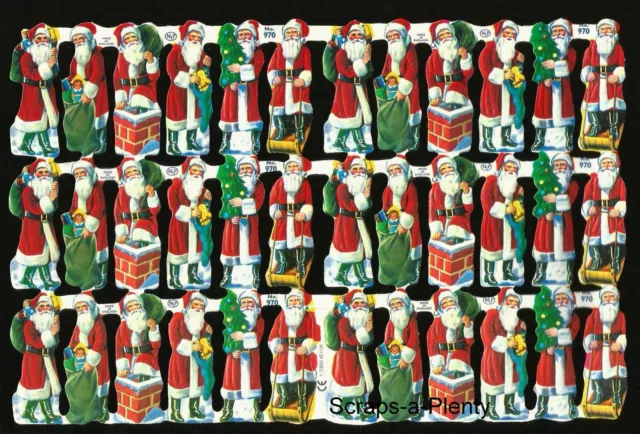 Mamelok Embossed Vintage Style Scrap Die Cut  - Christmas Santa Clause Toys 970