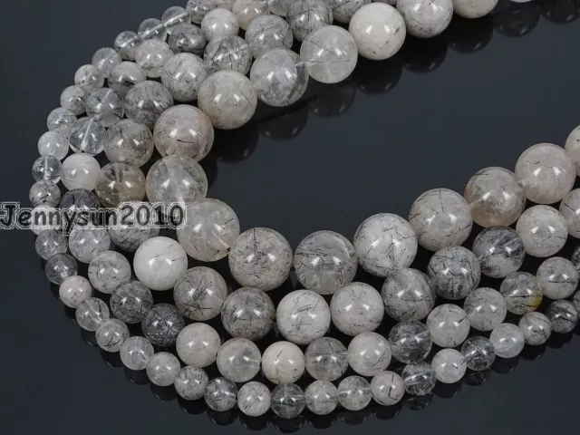 AAA Natural Tourmaline Quartz Gemstone Round Beads 15'' Strand 6mm 8mm 10mm 12mm
