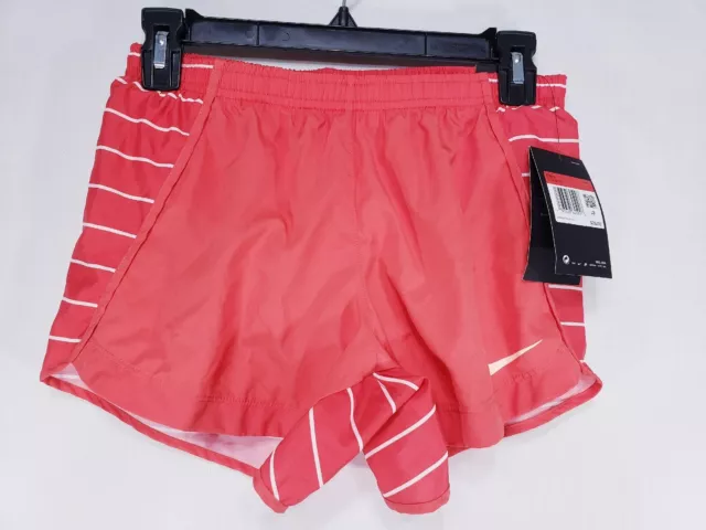 Girls NIKE Dri-Fit Running Shorts Size L Orange With White Stripes Standard Fit