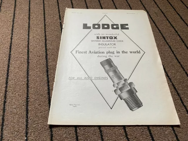 Ac16 Advert 11X8 Lodge Sintox Plugs For All Aero Engines