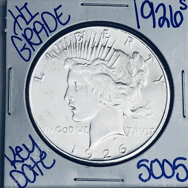 1926 S Silver Peace Dollar High Grade Coin U.s. Mint Rare Key Date 5005