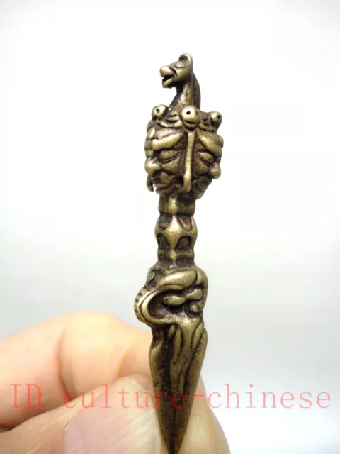 Chinese Tibet Bronze Carving Tibetan Buddha Statue Pendant Amulet gift Collected