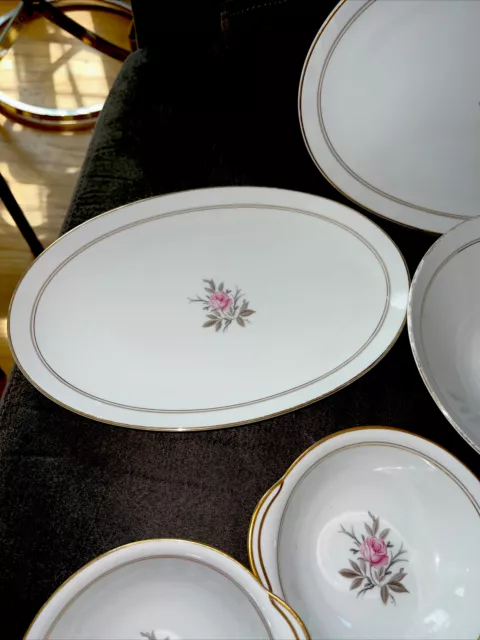 Noritake Porcelain China DARYL Lugged Soup Bowls #5510 Salad, 12” & 14” Platter 3