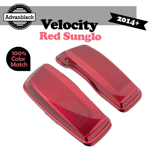 Velocity Red Sunglo Dual 6x9 Saddlebag Speaker Lids Audio Cover For Harley 14+