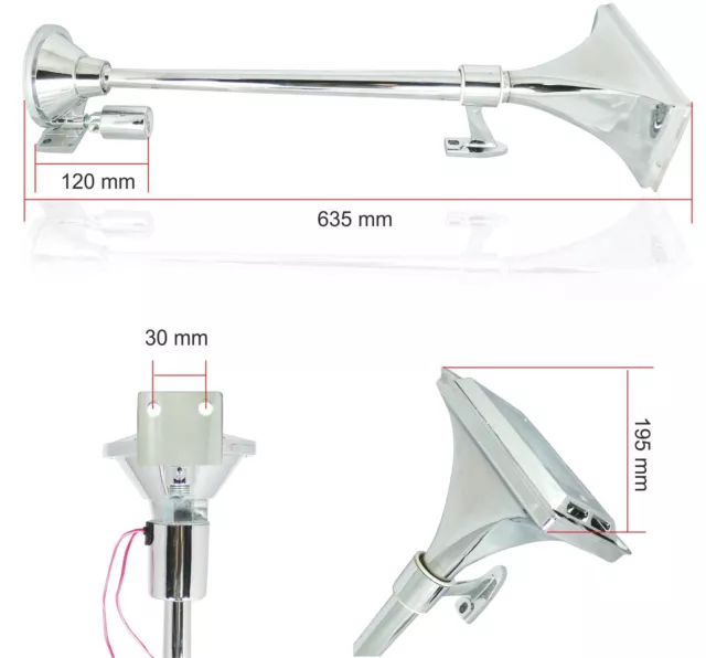 Fanfare Druckluft Horn Hupe für LKW PKW 24V 12V XL 64cm