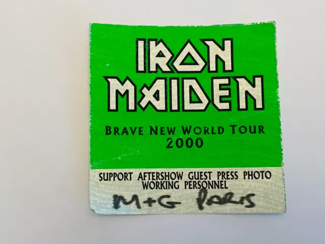 Iron Maiden Rare Official 2000 Brave New World Tour Eddie VIP Back Stage Pass