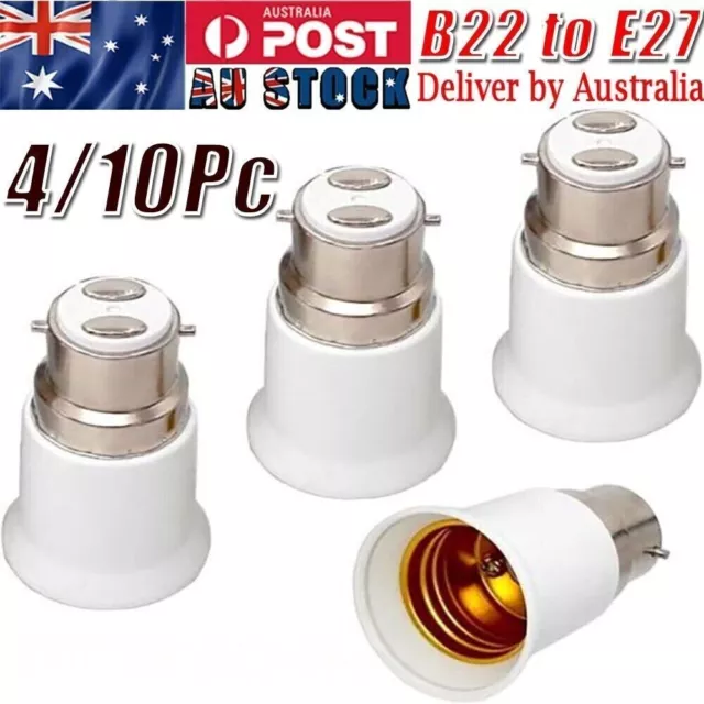 1-10x B22 To E27 Light Socket Adapter Bayonet Lamp Base To Edison E27 Bulb Screw