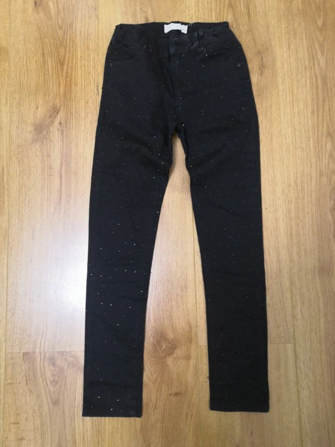 Zara Girls Black Leggings with Diamante Trim Age 8 yrs some beads missing