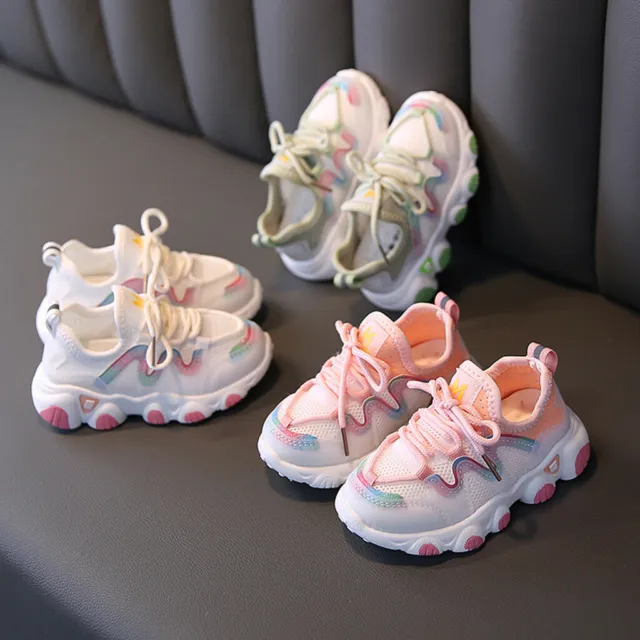 Sneakers morbide stringate in rete traspirante neonato bambini bambine