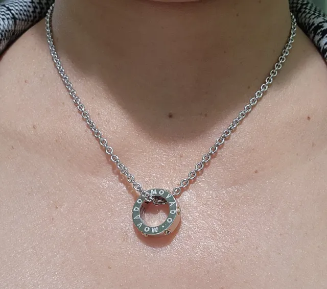 Ladies Movado 18K Gold 0.18ctw Diamond Circle Pendant Two Tone Eternity Necklace