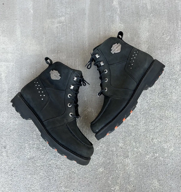 HARLEY DAVIDSON BELLMON Biker Boots Black Suede Leather Motorcycle ...