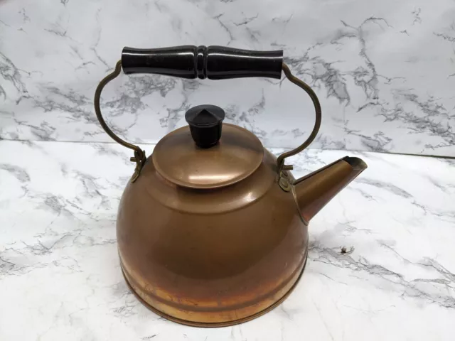 Vintage Revere Ware tea kettle copper with wood and brass handle