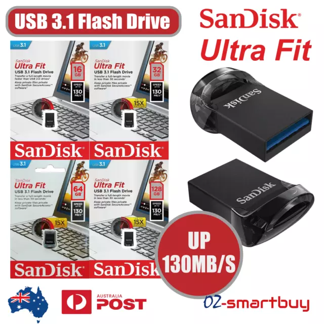 SanDisk Flash Drive Ultra Fit 16GB 32GB 64GB 128GB USB 3.1 Memory Stick Pen