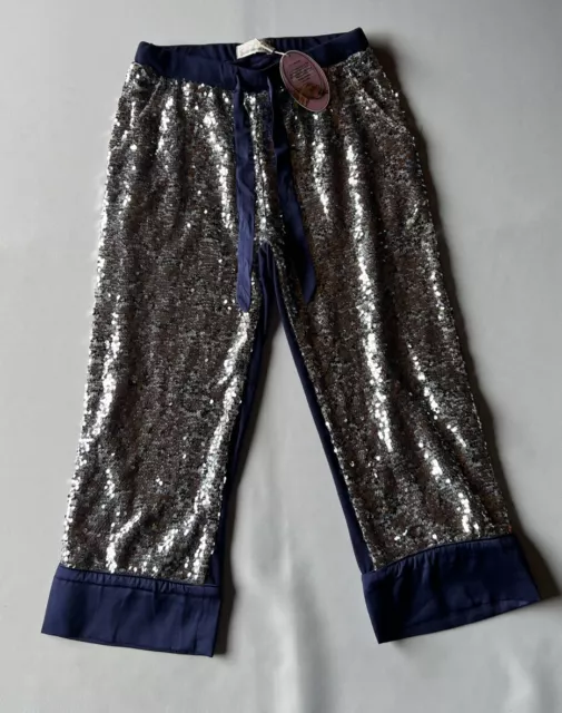 Peter Alexander pants adult small ladies sequinned 7/8  silver/blue Waist 29 In