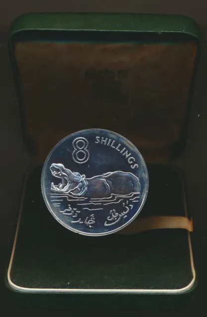 Gambia: 1970 Proof Silver Crown Sized 8 Shillings Hippo Scarce