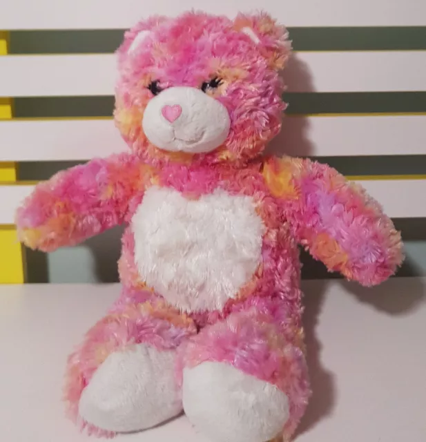 Build A Bear Pink Teddy Bear Plush Toy! Soft Toy Love Heart Nose 40Cm Kids Toy!