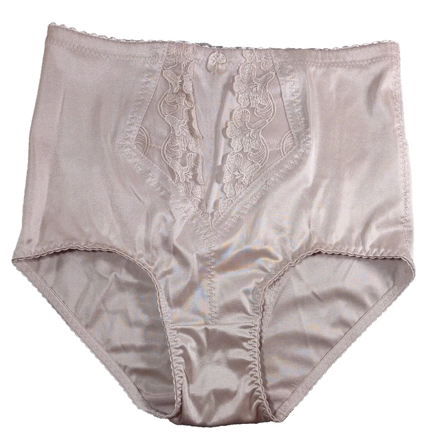 VINTAGE SPANDEX GRANNY Panties High Waist Panty Silky Satin Shiny Nude